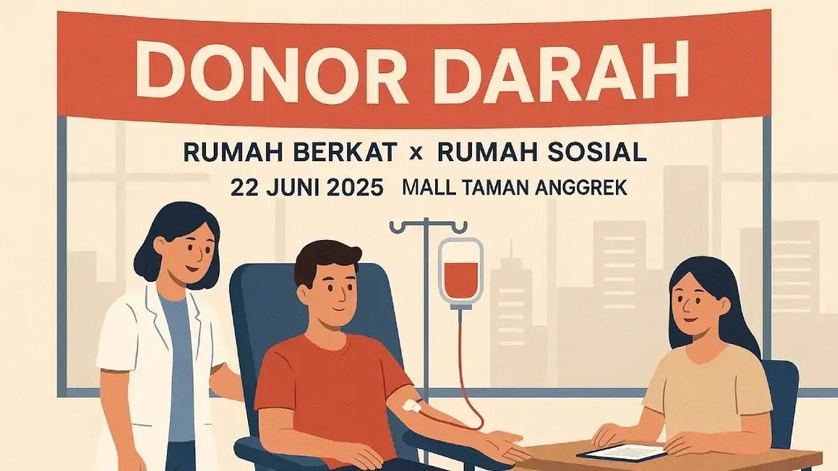 Seseorang sedang melakukan donor darah dengan suasana yang teratur dan aman.