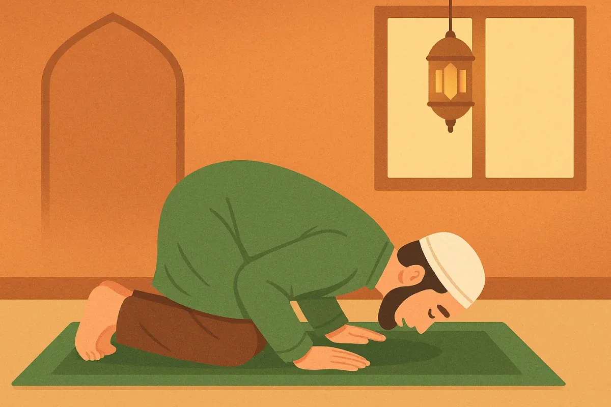 Ilustrasi konseptual Tata Cara Sholat Taubat yang menunjukkan proses taubat seorang hamba dalam rangka memohon ampunan Allah SWT.