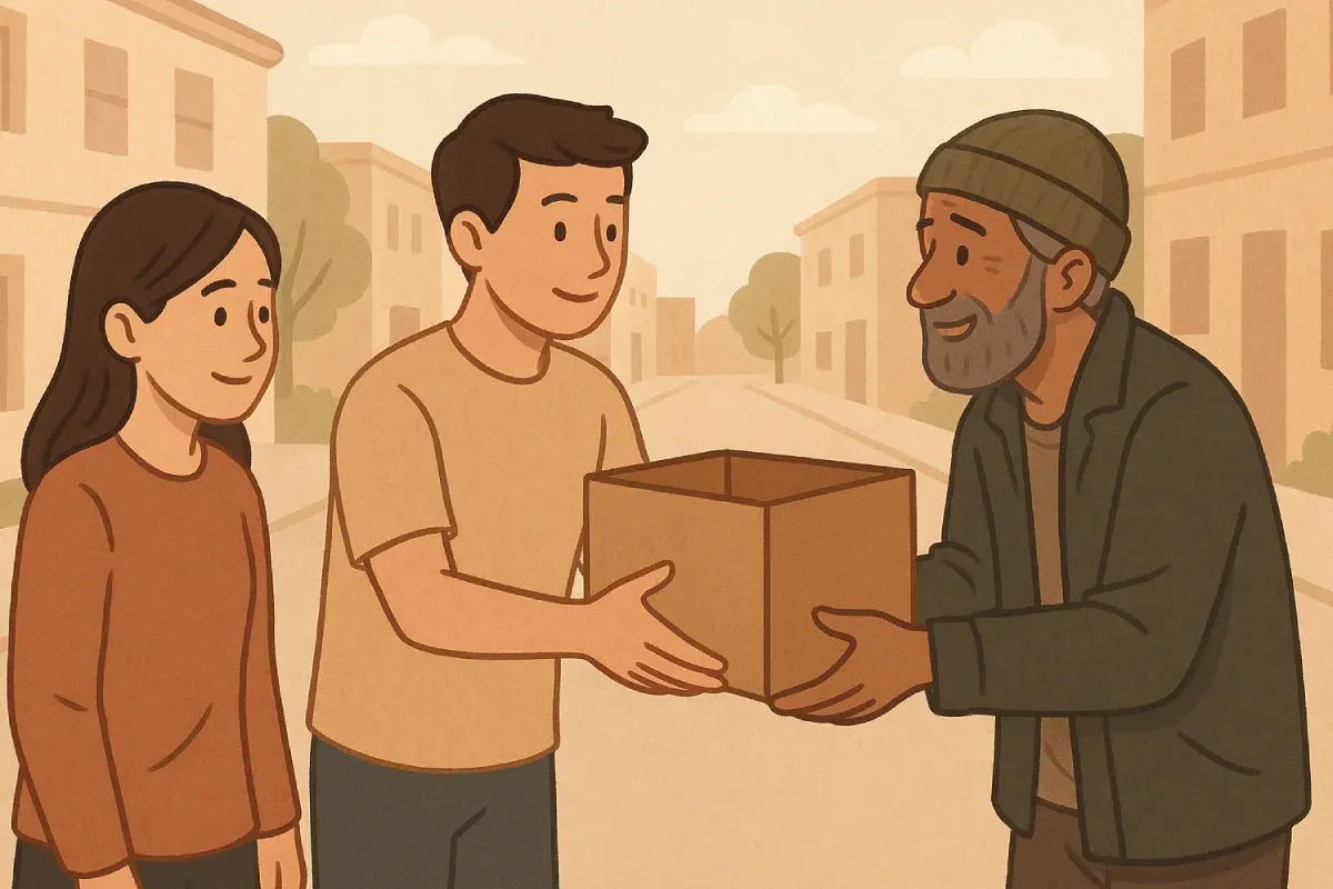 Ilustrasi Tips Berlomba-lomba dalam Kebaikan melalui tindakan nyata seperti berbagi dan mendukung sesama di lingkungan sekitar.